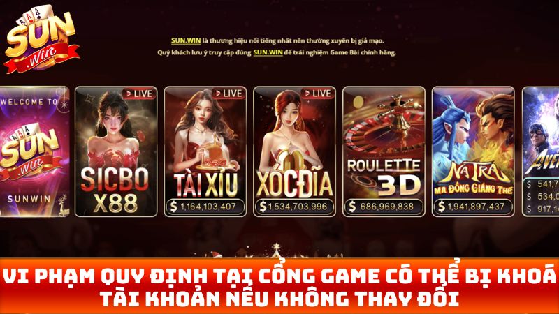 Vi phạm quy định tại cổng game có thể bị khoá tài khoản nếu không thay đổi